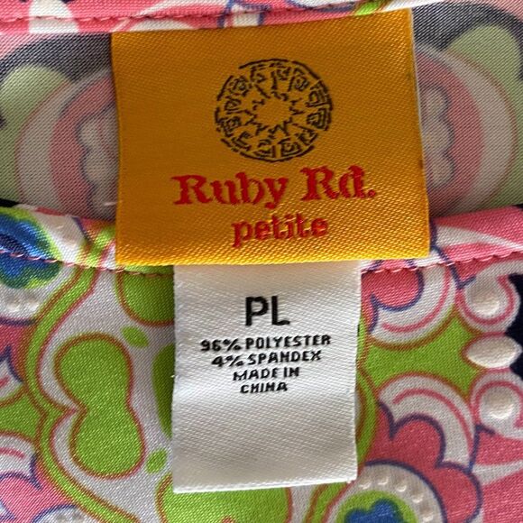Ruby Rd. Petite Boho Sharks Bite Womens Top Size PL - Picture 6 of 7